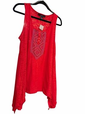 French Laundry Red Embroidered Tank Top NWT